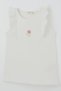 Girl's Athlete T-Shirt with Cross-Stitch Rose Embroidery and Ruffles, Ages 4-8, Ecru - 5