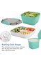 1.5L (52oz) Portable Lunch Box - Salad Bowl - with 3 compartments and a condiment container - for toppings and snacks - Green - 2