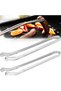 Two-piece barbecue tongs set for flipping sausages, stainless steel kitchen tongs, 38cm long, thickened handle, suitable for camping kitchens.