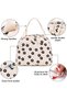 Cute Corduroy Lunch Bag for Women and Men, Reusable Insulated Lunch Box with Large Capacity (Beige Chrysanthemum Design) - 4