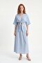 Women's Elastic Waist Long Skirt and Tie-Up Blouse Set