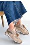 Riaf Beige Leather Lace-Up Sneakers - 2