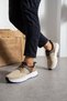 Ares Men's Beige Brown Lace-Up Lightweight Orthopedic Eva Sole Knitwear Walking Casual Sneaker Sports Shoes - 3