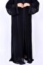 Elegant Black Chiffon Embroidered Lace Abaya - 2
