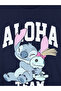 Navy Blue Stitch Printed 100% Cotton Women's T-Shirt - 6