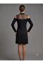 Dark More High Collar Shoulder Window Stone Embroidered Dress 2272 - 5