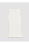 Ecru Square Neck Women's Ribbed Knitwear Undershirt