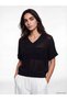 Ozmarka New Season Black V-Neck Openwork Women's Knitwear Sweater