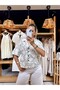 Women's Beige Color Embroidered Linen Short Sleeve Shirt Jacket - 5