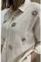 Bol Cut Oversize Stone Embroidered Linen Shirt - 4