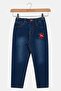Toddlers Girl Embroidered Jeans, Wash Blue - 2