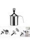 Manual stainless steel milk frother with double-layer milk frother, suitable for cappuccino, coffee, latte, and hot chocolate (400ml). - 2