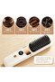 Rechargeable Cordless Hair Straightener Brush with Ceramic Coating & LED Display (Milky White) - 5