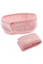 Two-piece multi-functional makeup hairband for girls, washable hairband, face wash, and body wash, pink.