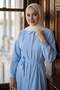 Eliz Buttoned Pencil Belted Dress Baby Blue Hm2944 - 3