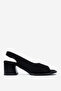 Women's Thick Heel Thick Strap Sandals Real Leather Zy 4115 Suede Black