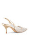 Embellished Slingback Kitten Heel Pumps - 3