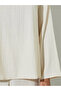 Cream Textured Long Top and Wide-Leg Trousers Modest Set - 4