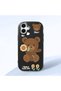Samsung Galaxy A06 Compatible Case Camera Protective Black Silicone Couple Phone Case with Bear Pattern