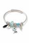Blue Flower and Drop Stone Detailed Charm Bracelet - Adjustable Steel Jewelry with Twisted Body Design - 2