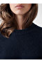 Xside Navy Blue Crew Neck Oversize Women's Knitwear Sweater - 3