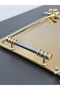 Figured, Metal-Handled, Stainless Steel Rectangular Tray Luxury Presentation Tray Light Gold-Silver - 2