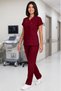 Women's V-Neck Bat Sleeve Beige, Cobalt Blue, Burgundy, Navy Blue, Black Lycra Belinda Fabric Scrubs Set - 7