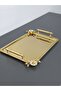 Figured, Metal-Handled, Stainless Steel Rectangular Tray Luxury Presentation Tray North Gold