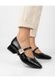 Desc 02 Women's Black Thick Heel Thin Strap Buckle Detail Low Comfortable Fit Heeled Ballerina Casual Shoes - 4