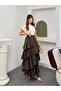 Women's Tencel Modal Fabric Layered Ruffled Maxi Skirt