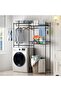 Space-Saving Over Washer and Dryer Storage Rack – 4-Tier Kids Organizer Shelf with Adjustable Drying Rod, Wire Basket & Hooks – Fits Standard Laundry Machines – Ideal for Children's Room Storage - 5