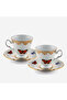 Flores White Gold Decorated Orange Butterfly Porcelain Coffee Cup Set 100 ml - 3