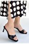 Ribay Black Patent Leather Heels Slipper