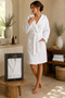 La Notte Cotton Knit Hooded Bathrobe XXL White