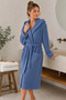 La Notte Cotton Knit Hooded Bathrobe XXL Indigo - 5