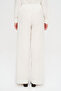 Women's Palm Bead Embroidered Ecru Palazzo Trousers with Elastic Waist - 4