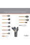 12 Piece Silicone Kitchen Utensil Set with Wooden Handles and Holder BPA Free Heat Resistant NonStick Cooking Tools Set Includes Spatulas, Ladle, Whisk, Tongs, Basting Brush & Pasta Server Grey - 4