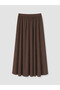 Özmarka New Season Brown Elastic Waist Flared Skirt - 5