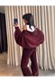 Women's Burgundy Color Knitwear Knitted Raglan Sleeve Bolero Cardigan Korean Style 4 Seasons - 5