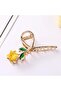 Yellow Color Enameled Lily Flower Metal Clasp Buckle - 2