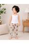 Unisex Children's 2-13 Years Old White 100% Cotton Thread Strap Undershirt and Cuffed Patterned Pajama Bottom Set Comfortable Fit