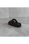 423 Black Double-Strap Stone-Embellished Eva Slippers - 7