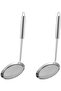 Stainless steel strainer set (2 pieces), fine sieve with handle, suitable for separating grease, silver.