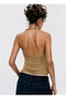 Metallic Drawstring Collar Backless Blouse - 2