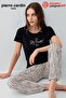 Paris Premium Large Size Women's Stay Beautiful Black Striped Short Sleeve Pajama Set