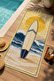Retro Yellow Surfboard Ocean Wave Pattern 70X150 Beach Towel - Digital Printed Bath Towel - 2