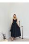 Women's Black Strappy V-Neck Embroidered Tie-Detail Flared Maxi Dress - 2