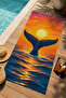 Modern Whale Tail Sunset Patterned 70X150 Beach Towel - Digital Printed Bath Towel - 5