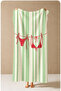 Retro Green Striped Red Bikini Patterned 70X150 Beach Towel - Digital Printed Bath Towel - 4
