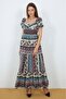 Ethnic Pattern Fabric Madonna Collar Dress